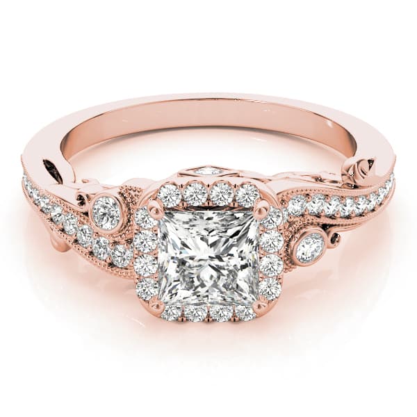 Antique Engagement Ring, style 51002, On hand view in rose gold