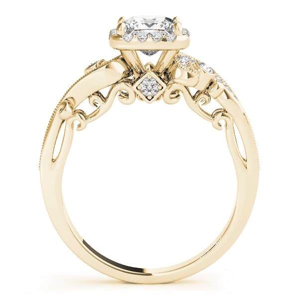 Antique Engagement Ring, style 51002, Side view in yellow gold