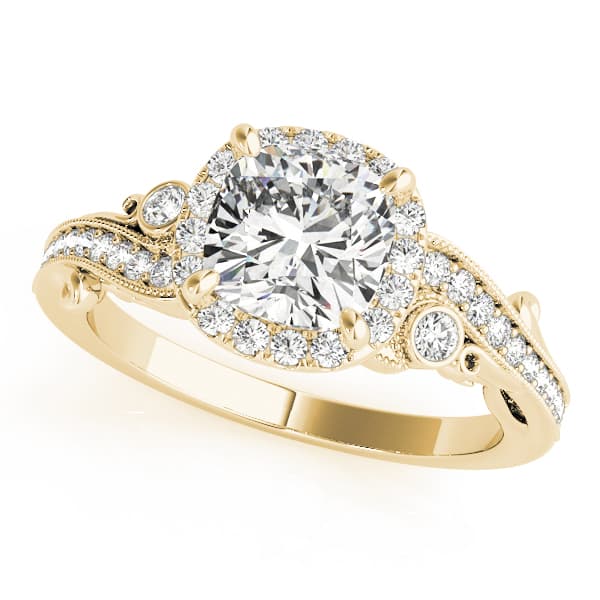 Antique Engagement Ring, style 51005, Front view in yellow gold