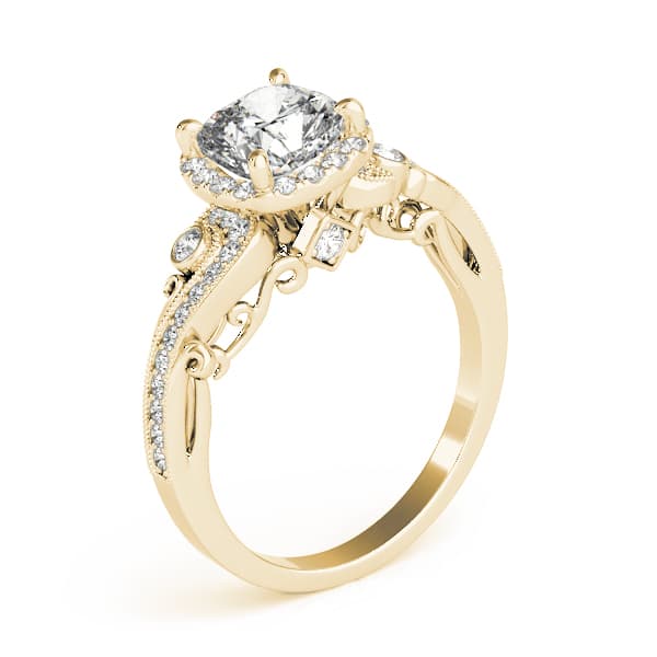 Antique Engagement Ring, style 51005, Angle view in yellow gold