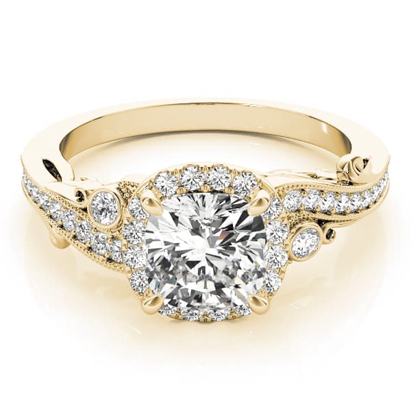 Antique Engagement Ring, style 51005, On hand view in yellow gold
