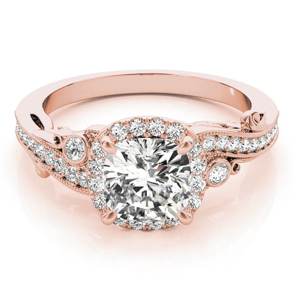 Antique Engagement Ring, style 51005, On hand view in rose gold