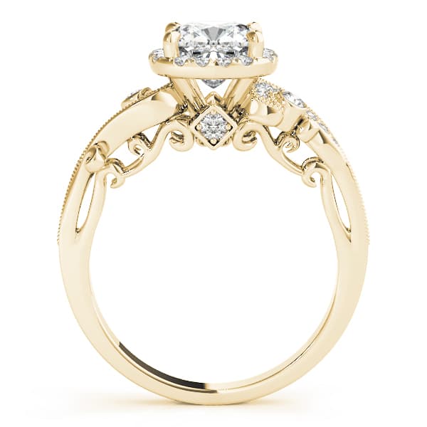 Antique Engagement Ring, style 51005, Side view in yellow gold
