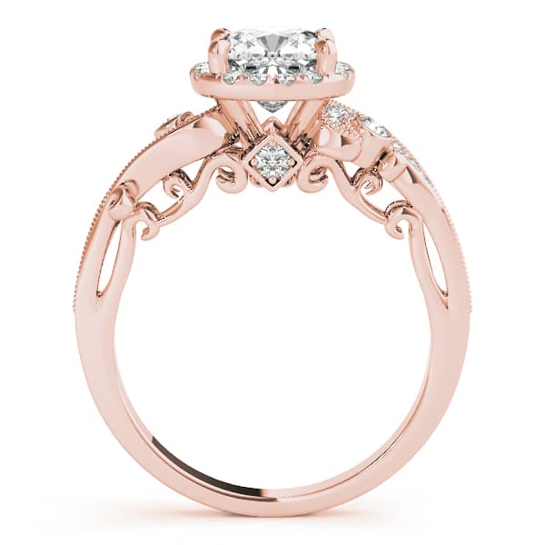 Antique Engagement Ring, style 51005, Side view in rose gold