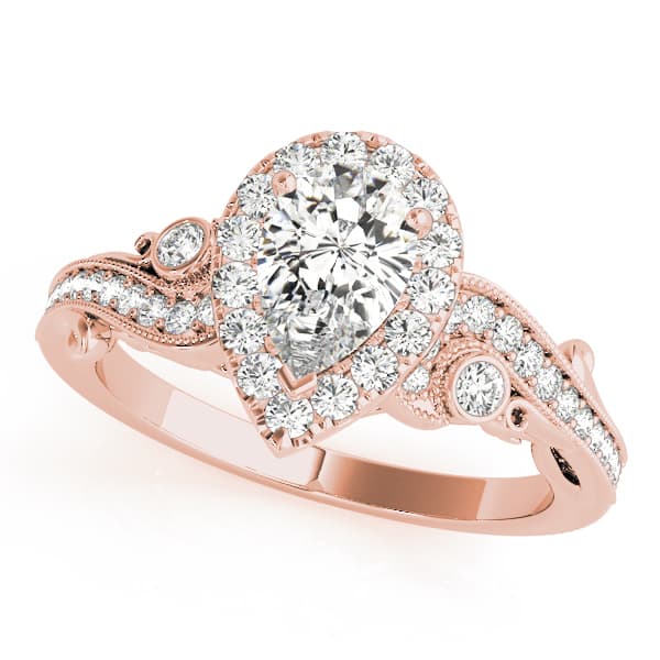 Antique Engagement Ring, style 51006, Front view in rose gold