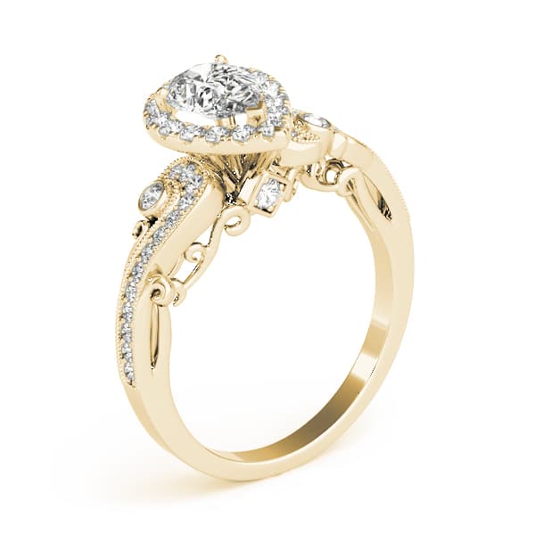 Antique Engagement Ring, style 51006, Angle view in yellow gold