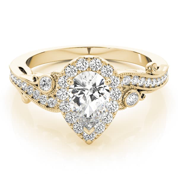 Antique Engagement Ring, style 51006, On hand view in yellow gold