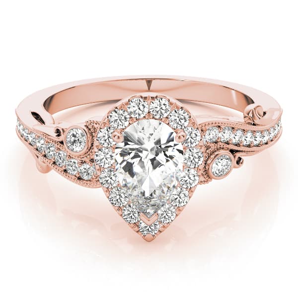 Antique Engagement Ring, style 51006, On hand view in rose gold