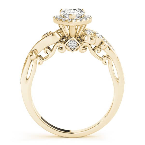 Antique Engagement Ring, style 51006, Side view in yellow gold