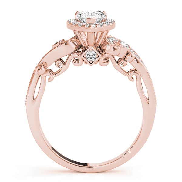 Antique Engagement Ring, style 51006, Side view in rose gold