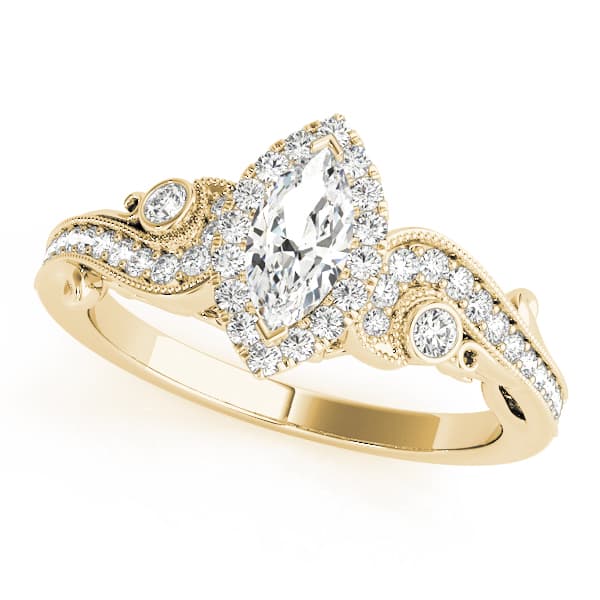 Antique Engagement Ring, style 51007, Front view in yellow gold