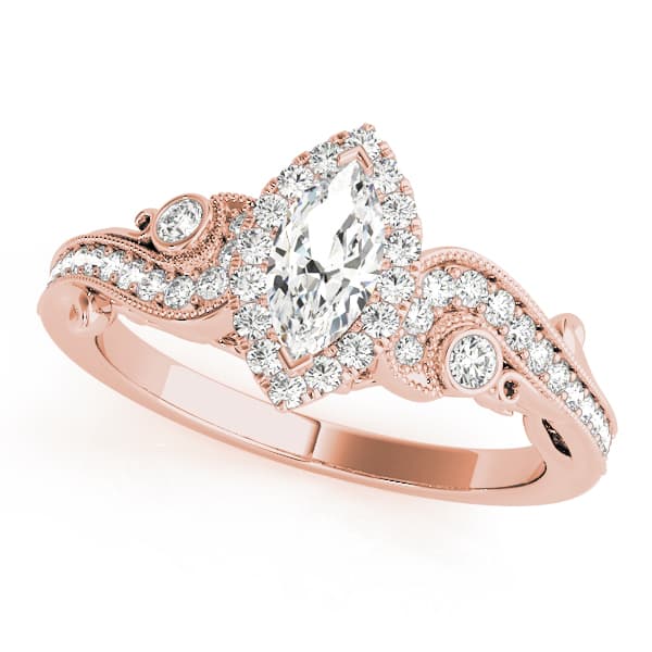 Antique Engagement Ring, style 51007, Front view in rose gold