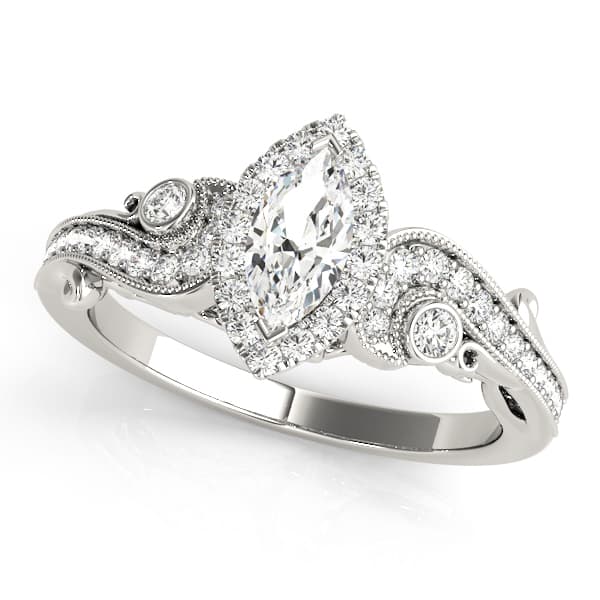 ENGAGEMENT RINGS ANTIQUE — style 51007 in 10k White Gold