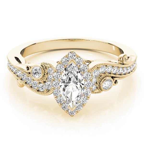 Antique Engagement Ring, style 51007, On hand view in yellow gold