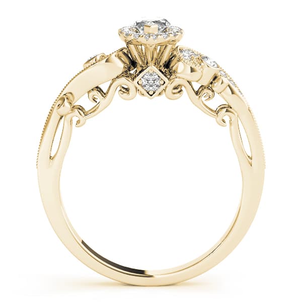 Antique Engagement Ring, style 51007, Side view in yellow gold