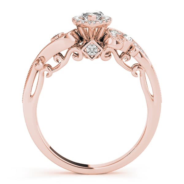 Antique Engagement Ring, style 51007, Side view in rose gold