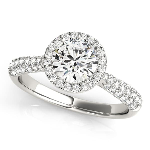 Multirow Pavé Halo Engagement Ring — style 51008 in 10k White Gold