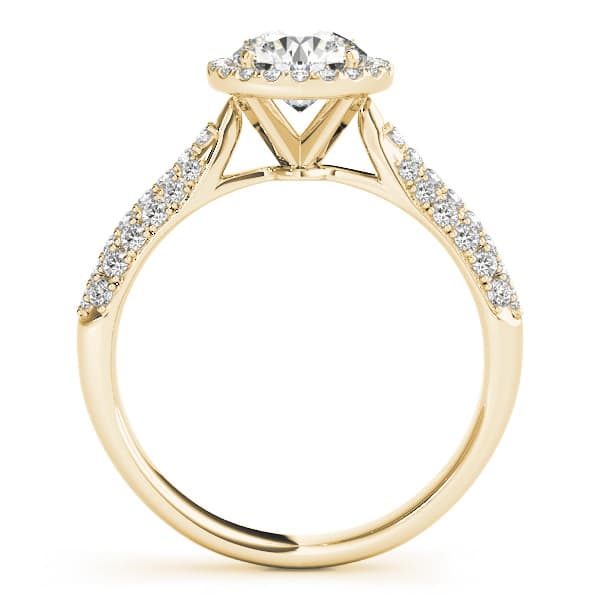 Multi-Row Pavé Halo Engagement Ring, style 51008, Side view in yellow gold