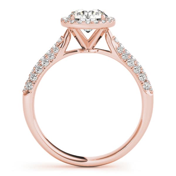 Multi-Row Pavé Halo Engagement Ring, style 51008, Side view in rose gold