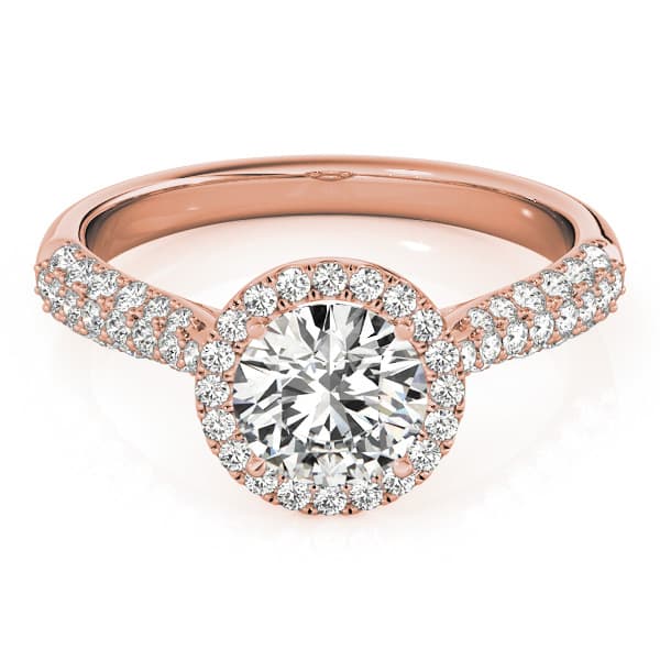 Multi-Row Pavé Halo Engagement Ring, style 51008, Top view in rose gold
