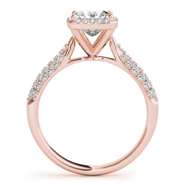 Multi-Row Pavé Halo Engagement Ring, style 51010, Side view in rose gold