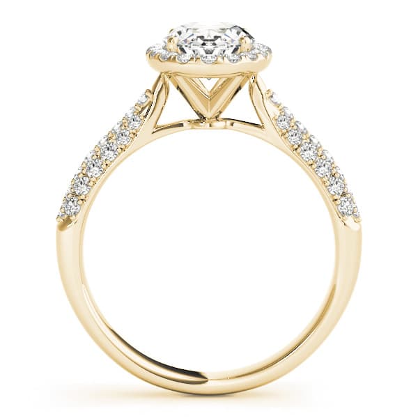 Multi-Row Pavé Halo Oval Engagement Ring, style 51011, Side view in yellow gold