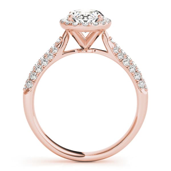 Multi-Row Pavé Halo Oval Engagement Ring, style 51011, Side view in rose gold
