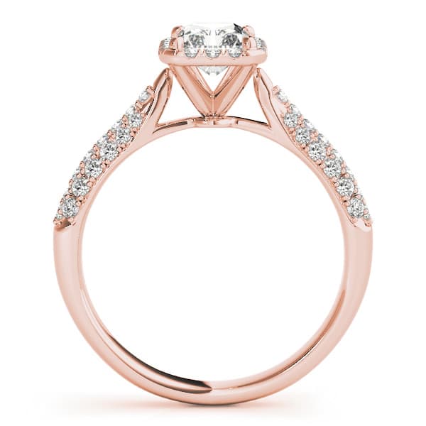 Multi-Row Pavé Halo Emerald Engagement Ring, style 51012, Side view in rose gold