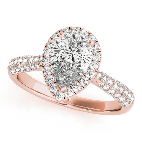 Multi-Row Pavé Halo Engagement Ring, style 51014, Front view in rose gold