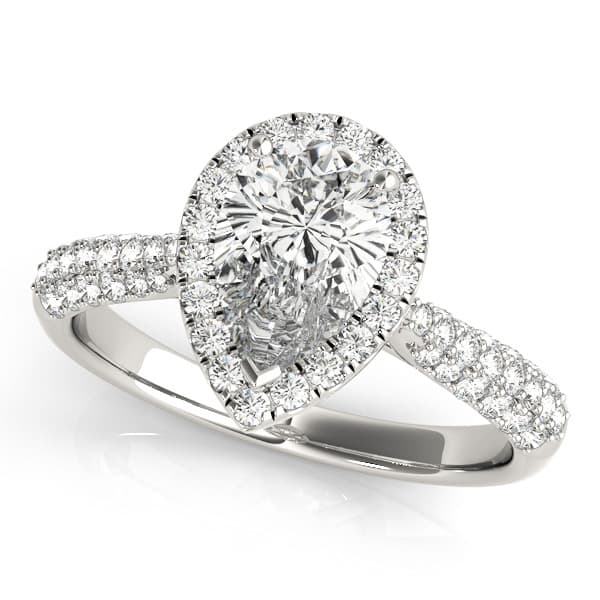 Multirow Pavé Halo Engagement Ring — style 51014 in 10k White Gold