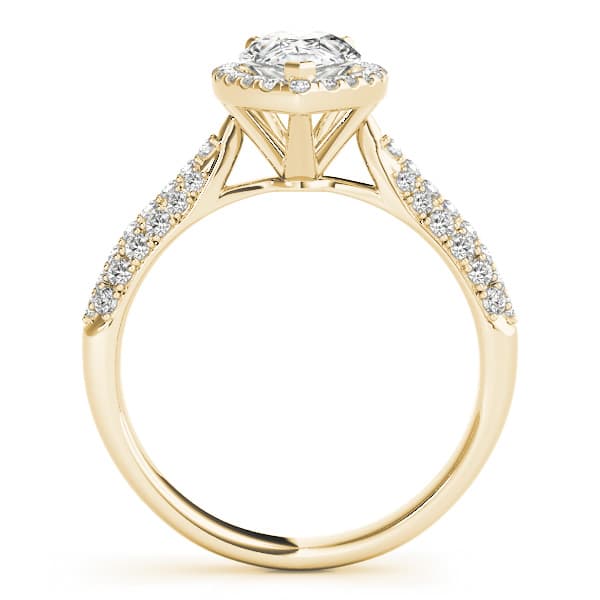 Multi-Row Pavé Halo Engagement Ring, style 51014, Side view in yellow gold
