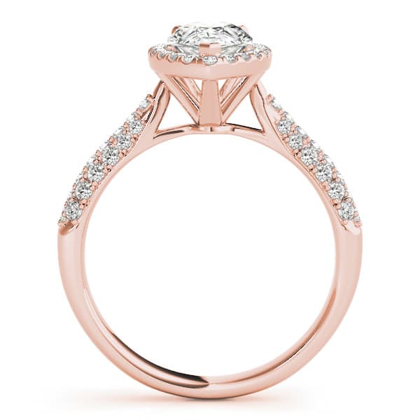 Multi-Row Pavé Halo Engagement Ring, style 51014, Side view in rose gold
