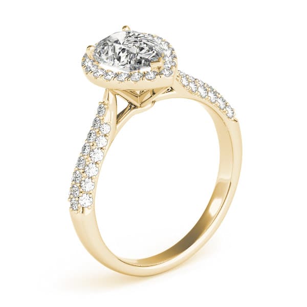 Multi-Row Pavé Halo Engagement Ring, style 51014, Top view in yellow gold