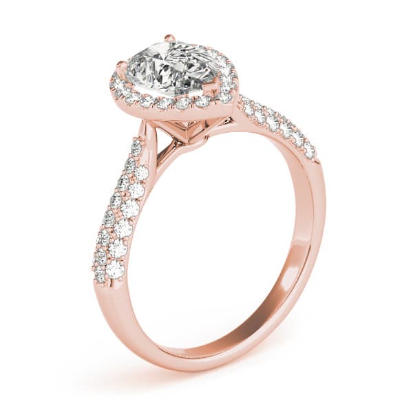 Multi-Row Pavé Halo Engagement Ring, style 51014, Top view in rose gold