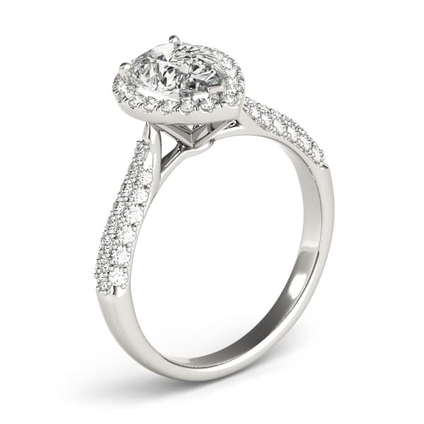 Multi-Row Pavé Halo Engagement Ring, style 51014, Top view in white gold or platinum