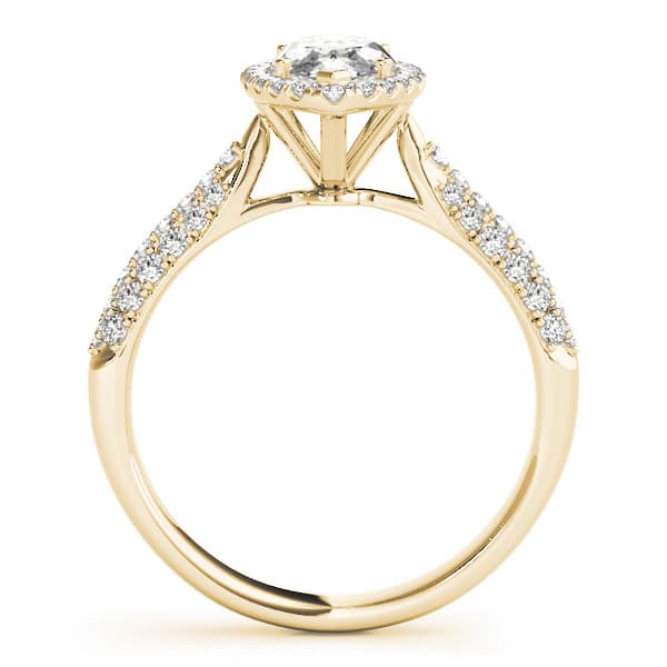 Multi-Row Pavé Halo Engagement Ring, style 51015, Side view in yellow gold