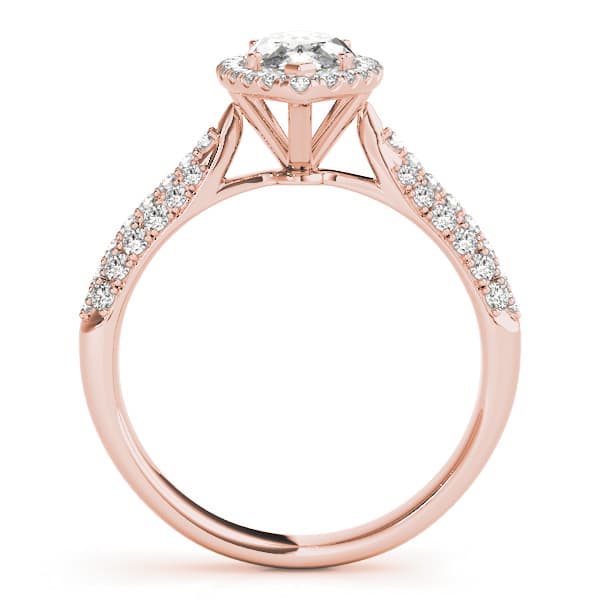 Multi-Row Pavé Halo Engagement Ring, style 51015, Side view in rose gold