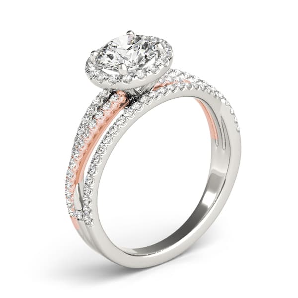Engagement Ring, style 51016, Angle view in rose gold