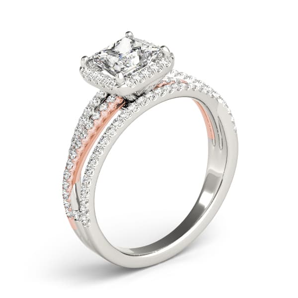 Engagement Ring, style 51018, Angle view in rose gold