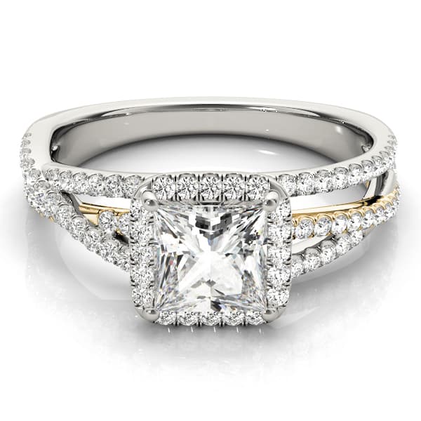 Engagement Ring, style 51018, On hand view in yellow gold