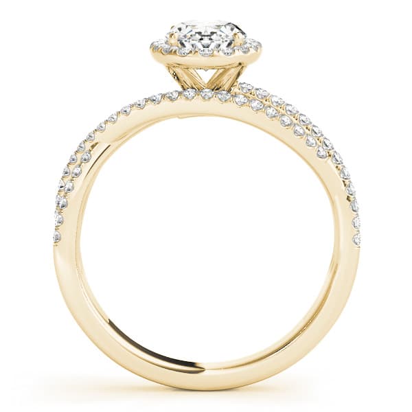 Multi-Row Oval Halo Engagement Ring, style 51019, Side view in yellow gold