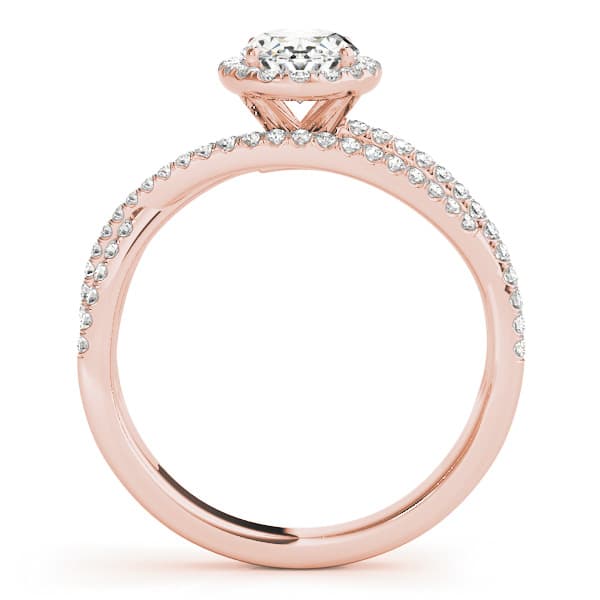 Multi-Row Oval Halo Engagement Ring, style 51019, Side view in rose gold