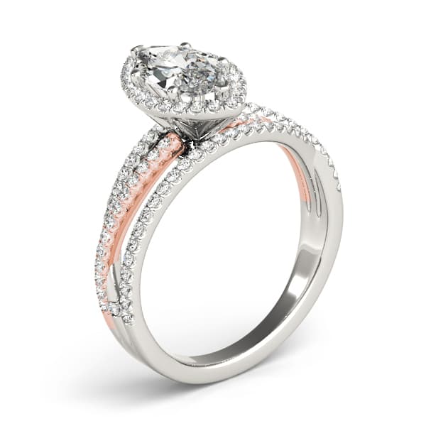 Engagement Ring, style 51023, Angle view in rose gold