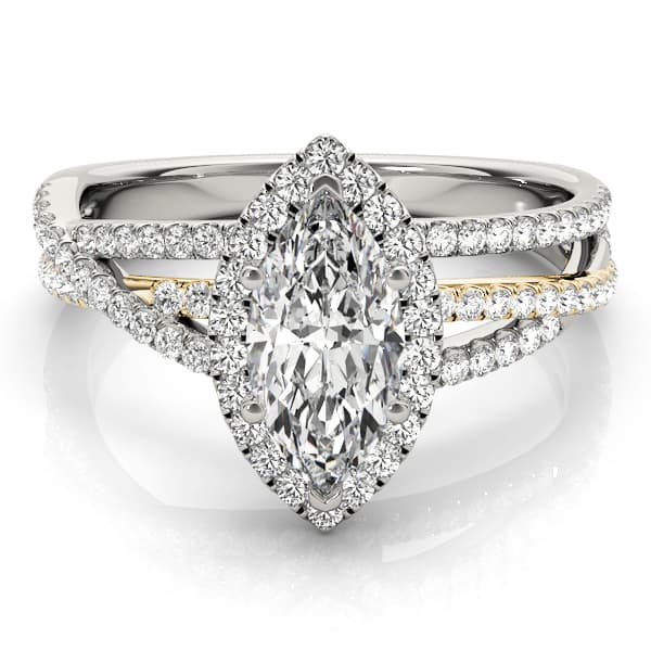 Engagement Ring, style 51023, On hand view in yellow gold