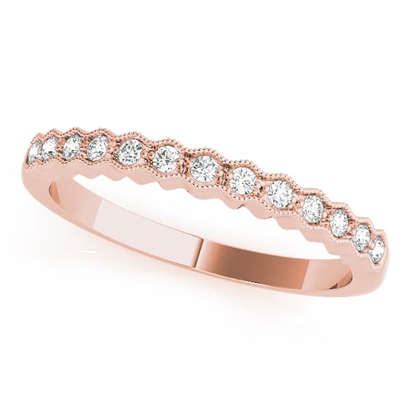 Milgrain Wedding Band (0.08 ct. tw.), Front view in rose gold