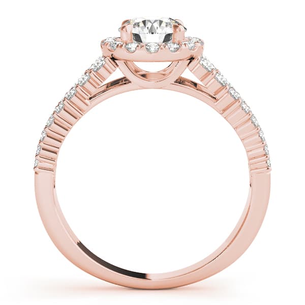 Multi-Row Pavé Round Halo Engagement Ring, style 51025, Side view in rose gold