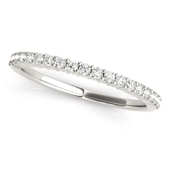 Prong Set Wedding Band — White Gold