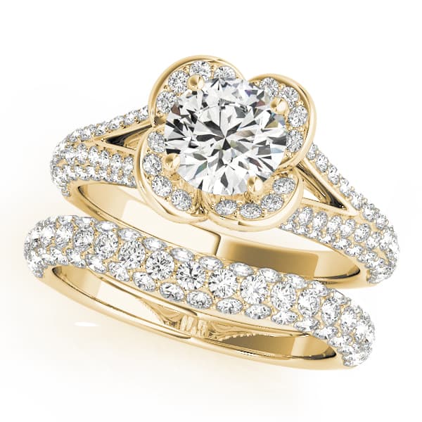 Engagement Ring, style 51026, On hand view in yellow gold