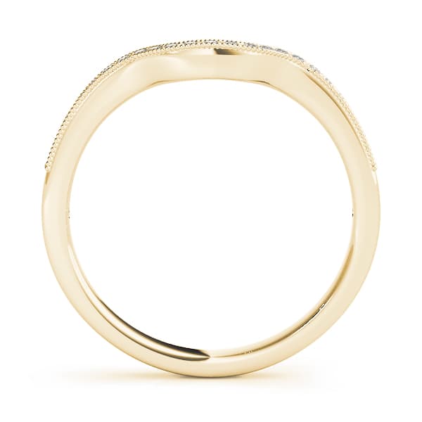 Milgrain Prong Set Curved Wedding Bands (0.07 ct. tw.), Side view in yellow gold