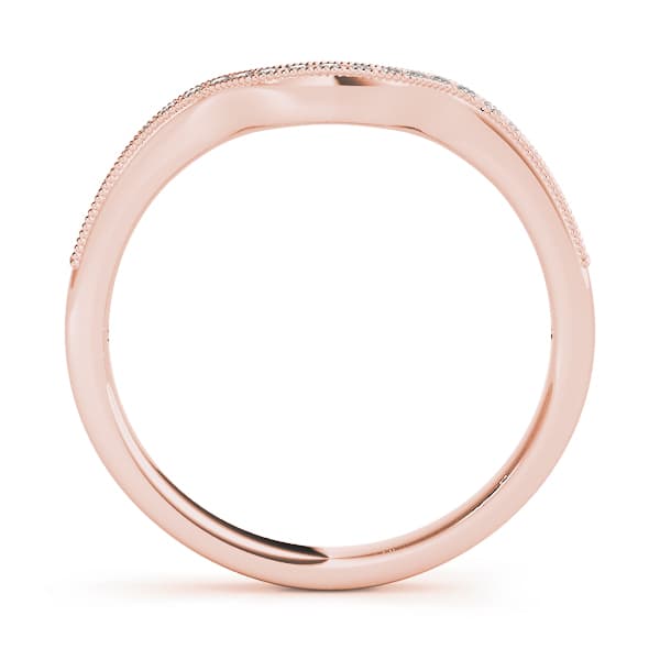 Milgrain Prong Set Curved Wedding Bands (0.07 ct. tw.), Side view in rose gold